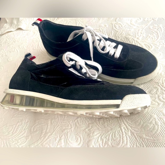 Thom Browne Shoes - Thom Browne laced sneakers Women Air clear platform black reflective fabric 10.5